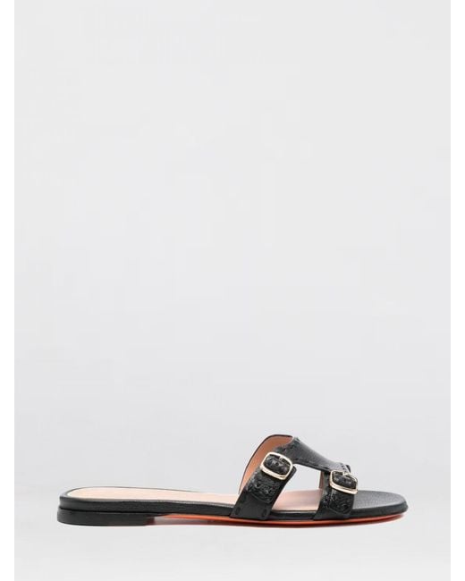 Santoni White Leather Slippers
