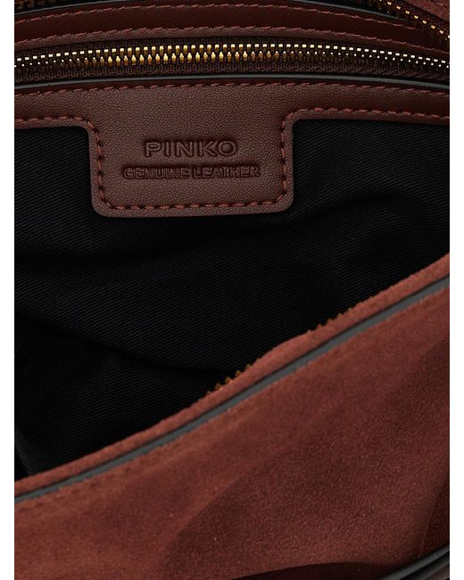 Pinko Brown Suede Bag With Micro Studs