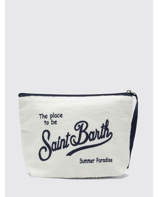 Mc2 Saint Barth Gray Aline Striped Linen Pochette