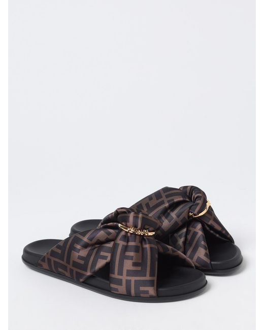 Fendi Multicolor Feel Padded Satin Sandal With All Over Ff Monogram