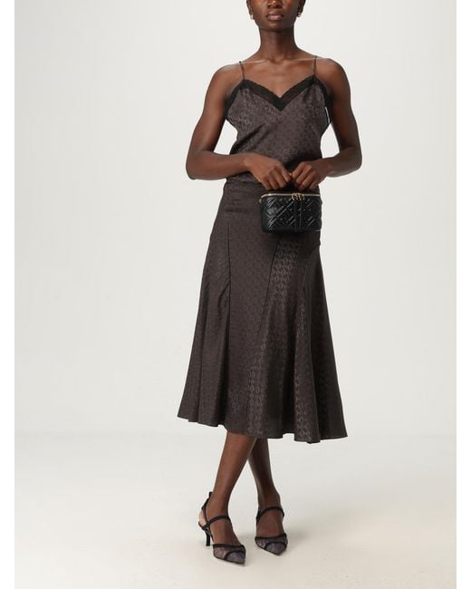 Fendi Brown Jacquard Ff Lace-Trimmed Top