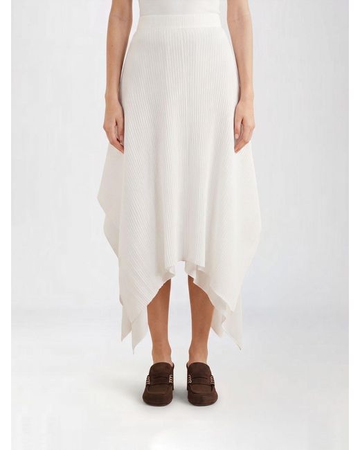 J.W. Anderson White High-Waisted Asymmetrical Knit Midi Skirt