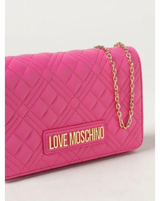 Borsa in pelle sintetica trapuntata di Love Moschino in Pink