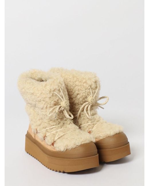 Tory Burch Natural Flat Ankle Boot