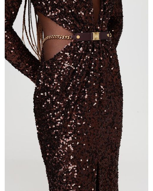 elisabetta franchi brown dress ELISABETTA FRANCHI Women's long brown dress with jewel detail Pavidas