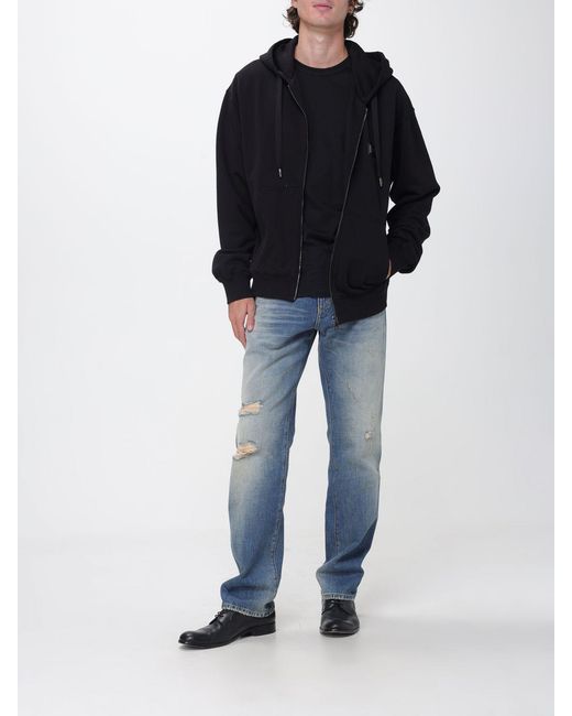 Dolce & Gabbana Blue Dolce &Amp Gabbana Straight Fit Mid-Rise Distressed Denim Jeans With Worn Effect for men