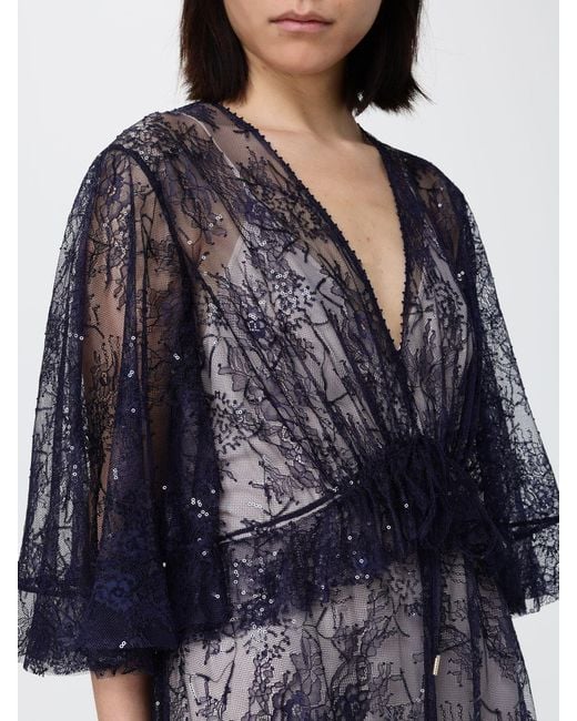 Alberta Ferretti Blue Long Lace Dress