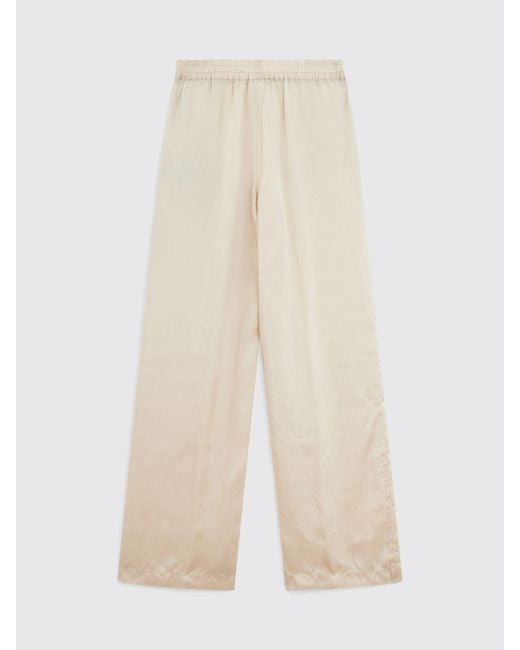Aspesi Natural Wide Leg Silk Trousers