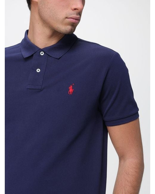 Polo Ralph Lauren Blue Cotton Polo Shirt With Pony Logo for men