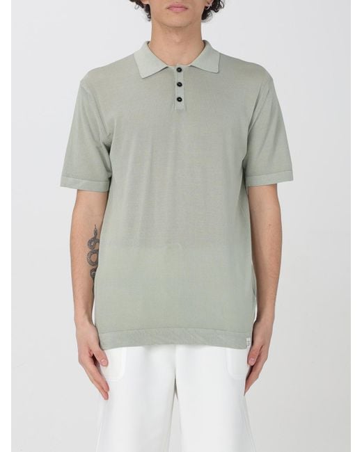 Peuterey Gray Knitted Polo Shirt Short Sleeves for men