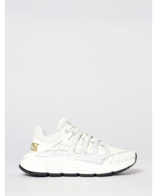 Versace White Trigreca Leather And Rubber Sneakers for men