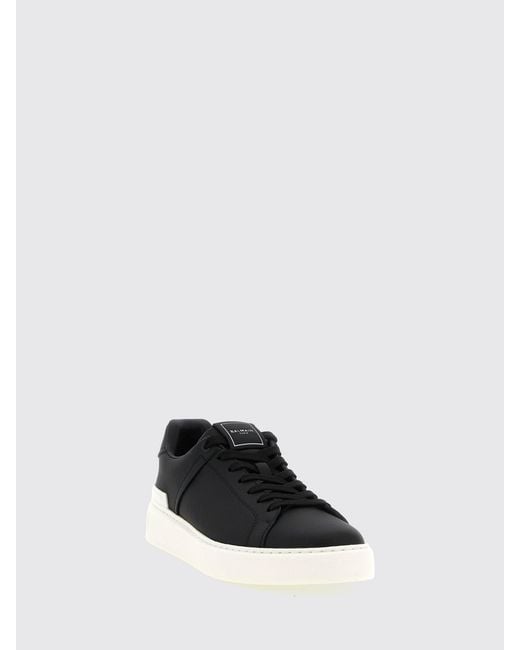 Balmain White B-Court Bicolour Smooth Calf Leather Trainers for men
