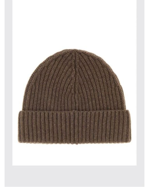 Loewe Brown Ribbed Pure Cashmere Beanie With Cuff And Logo Patch