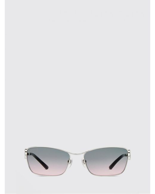 Gucci White Cat-Eye Metal Sunglasses With Gg Monogram And Tinted Lenses