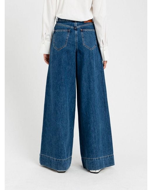 Twinset Blue Flared Jeans With Embroidery