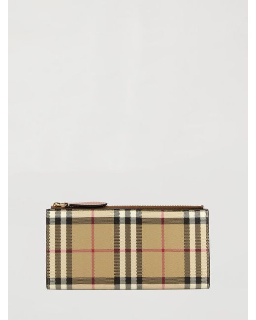 Burberry Natural Coated Cotton Wallet With Vintage Check Print