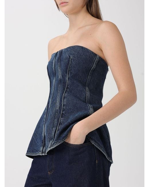 Top Bustier De De Algodón Agolde de color Blue
