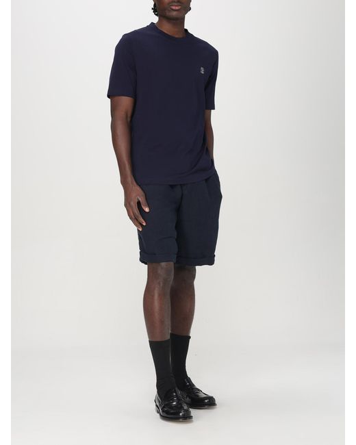 Brunello Cucinelli Blue Linen Drawstring Shorts for men