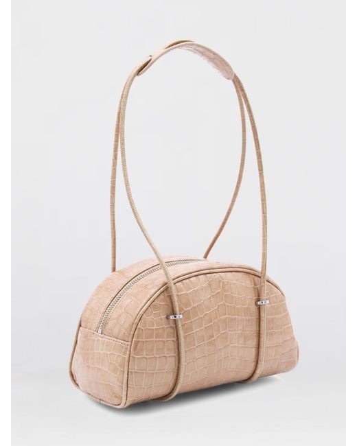 By Far Natural Kimberly Croc Print Leather Bag