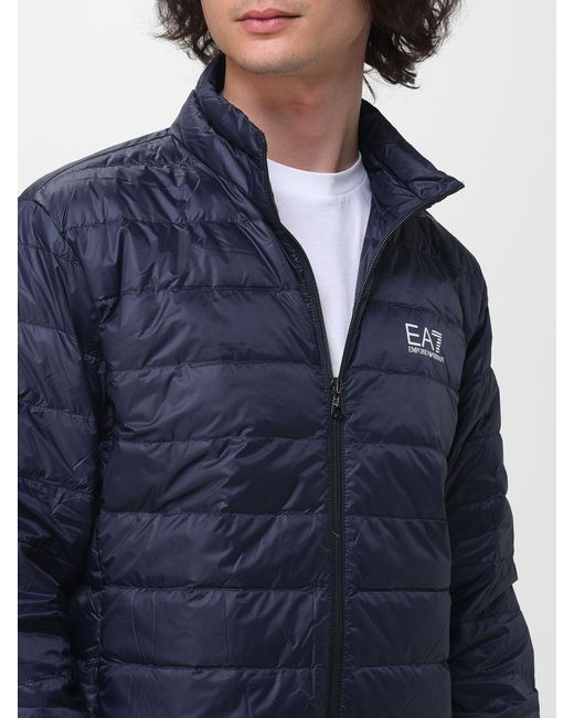 EA7 Blue Light Nylon Down Jacket With Logo for men