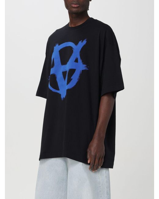 T-shirt in cotone con logo di Vetements in Blue da Uomo