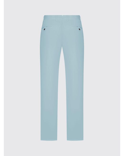 Incotex Blue Stretch Cotton And Linen Chino Trousers for men