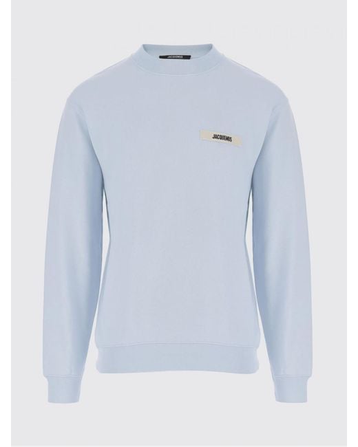 Jacquemus Blue Logo Cotton Crewneck Sweatshirt for men