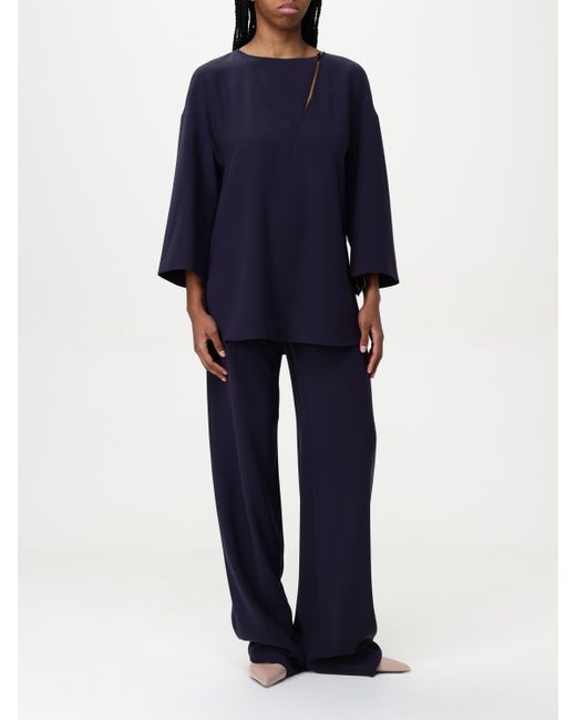 Emporio Armani Blue Wide Leg Crepe Pants
