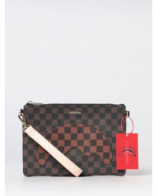 Sprayground Gray Chequered Document Pouch With Wrist Strap for men