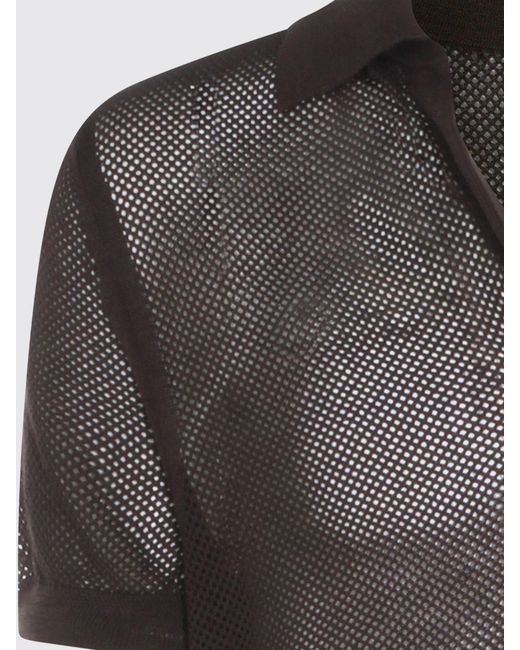 Tom Ford Black Cotton And Silk Polo Shirt for men