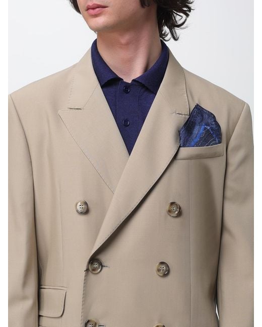 Etro Blue Paisley Print Silk Pocket Square for men