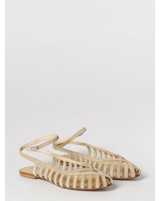 Anna F. Natural Laminated Leather Sandals