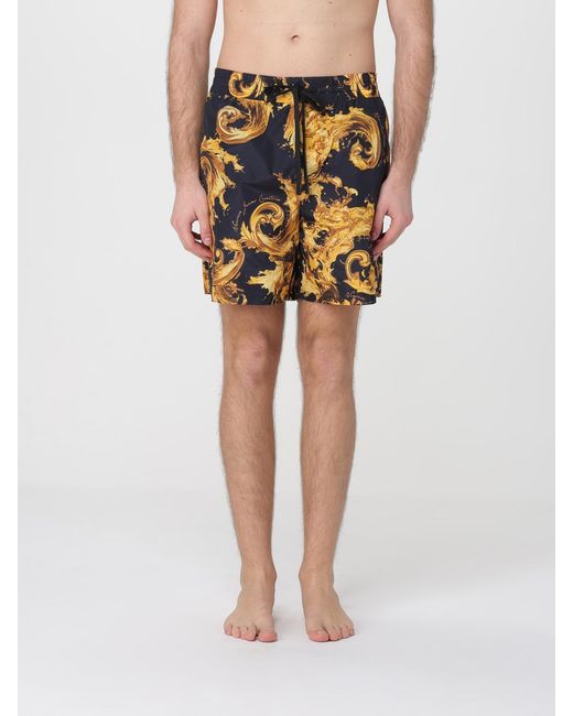 Versace Jeans Couture Black Baroque Print Boxer Swimsuit for men