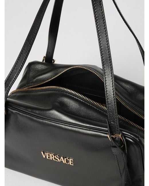 Versace Black Leather Tag Bag