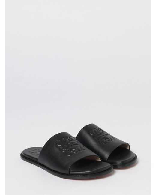 Loewe Black Anagram Flex Leather Sandals for men