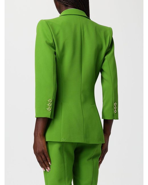 Elisabetta Franchi Green Crêpe Single Breasted Blazer