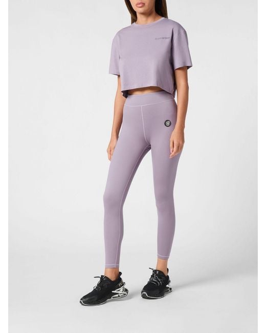 Philipp Plein Purple Crop Cotton T-Shirt