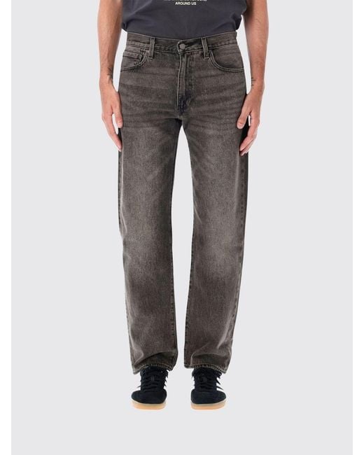Levi's Gray 555 Straight Mid-Rise Cotton Jeans for men