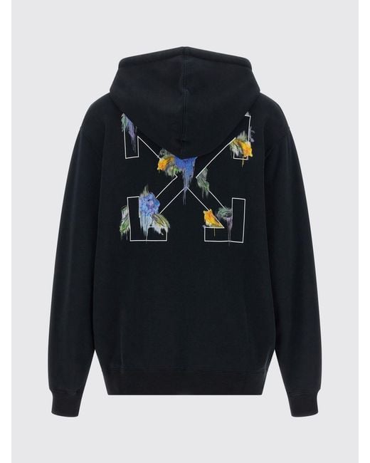 Off-White c/o Virgil Abloh Blue Arrow Logo Cotton Hoodie With Drawstring