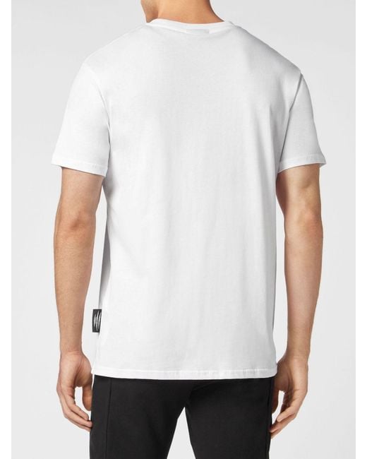 Philipp Plein White Short-Sleeved Cotton T-Shirt With Contrasting Logo for men