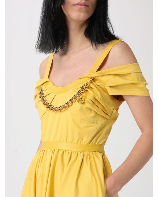 Elisabetta Franchi Yellow Cotton Midi Dress