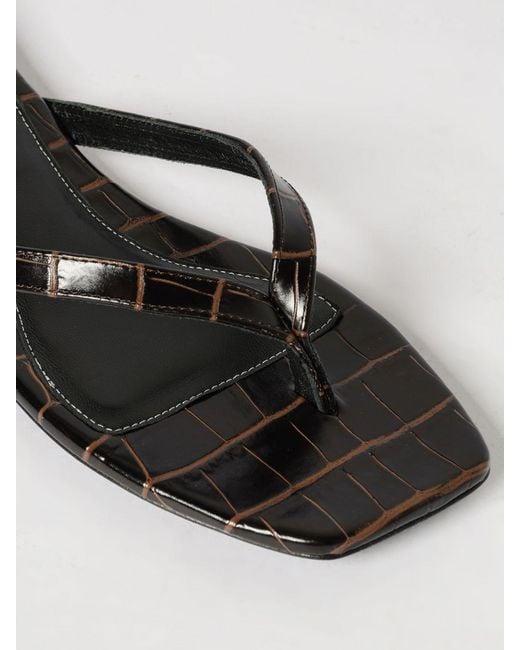 Totême  Brown Crocodile-Effect Leather Sandals