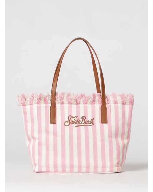 Mc2 Saint Barth Pink Cotton Bag With Embroidered Logo