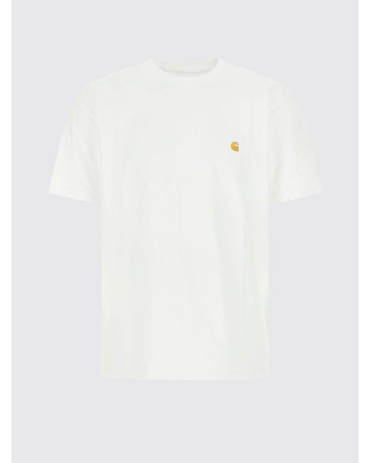 Carhartt White Cotton T-Shirt With Embroidered Logo for men
