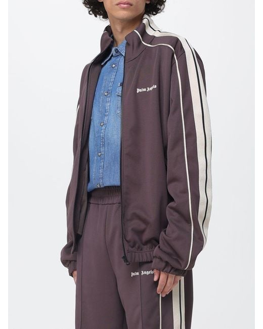 Palm Angels Purple Polyester Hoodie With Logo for men