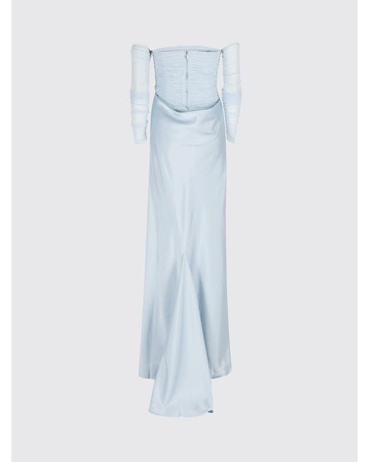 ROTATE BIRGER CHRISTENSEN Blue Stretch Jersey Long Dress