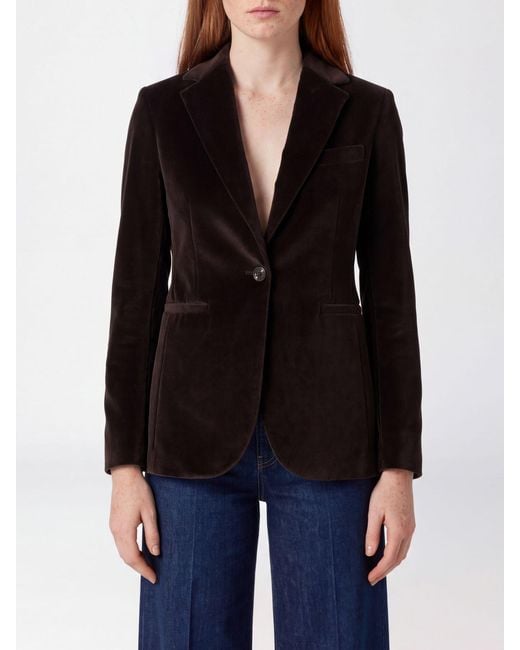 Circolo 1901 Black Single-Breasted Velvet Blazer With Slit Pockets