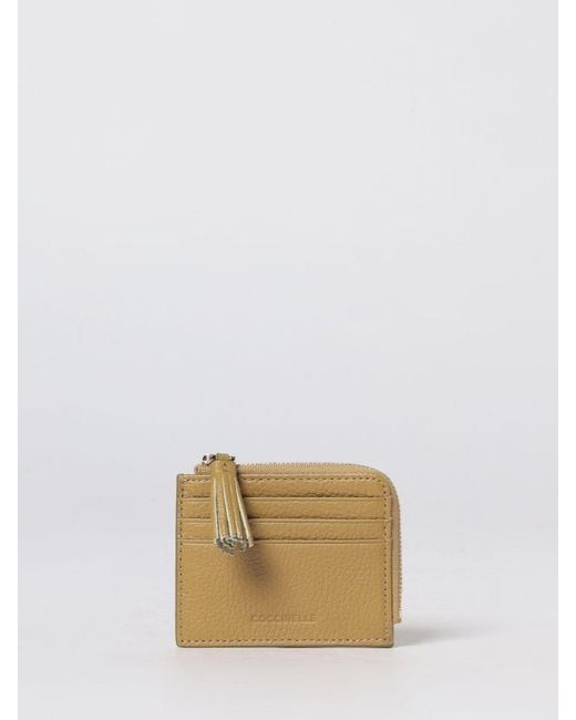Coccinelle Natural Tassel Grained Leather Credit Card Holder