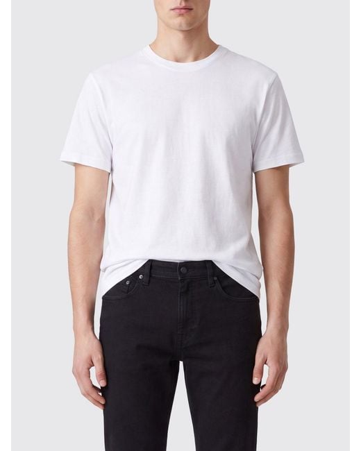 Closed White Crew Neck Cotton T-Shirt With A Straight Hem And Regular Shoulders for men