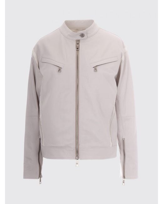 Patrizia Pepe Blue Leather Biker Jacket